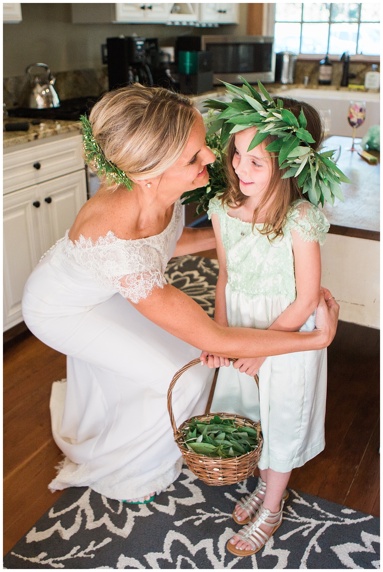 bride and flower girl triple s ranch napa wedding