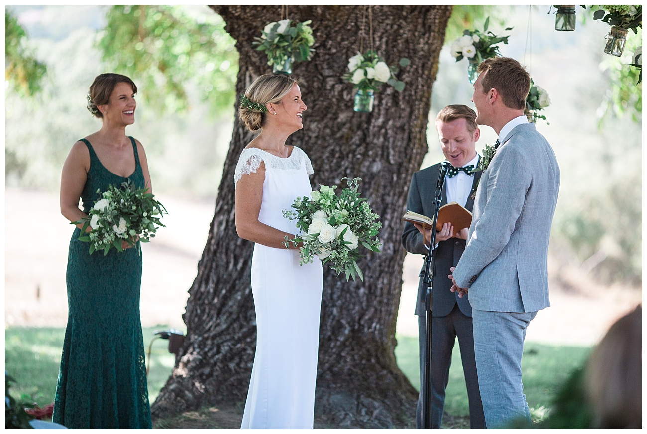 bride and groom ceremony at triple s ranch napa wedding