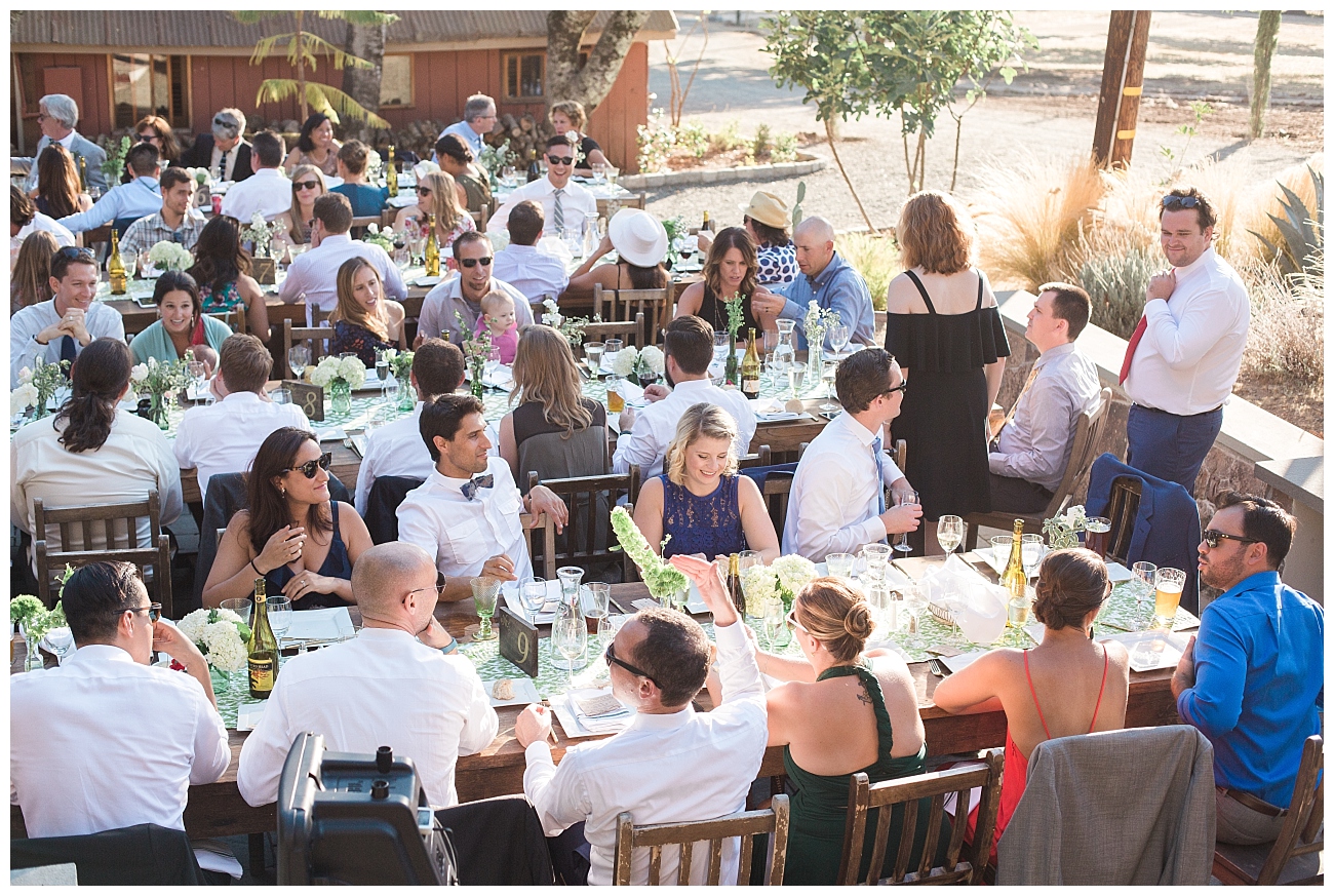 reception dinner triple s ranch napa wedding